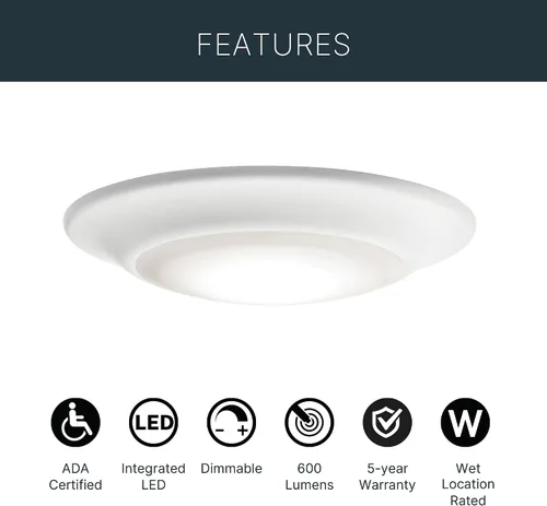 Miniatura 2 de Kichler Lighting 43878WHLED30 - Foco LED Downlight Gen I, color blanco, 6 pulgadas