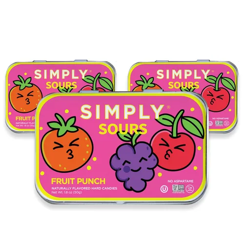 Miniatura 12 de SIMPLY Sours - Latas de caramelo agrio de bayas cítricas (paquete de 3), veganas, sin OMG, sin jarabe de maíz, sin colores ni sabores artificiales