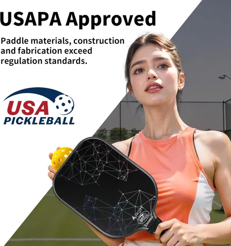 Miniatura 2 de AL Kort - Juego de 2 palas de pickleball de fibra de vidrio, palas ligeras, equipo de pickleball aprobado por USAPA con bolsa y 4 bolas, paquete