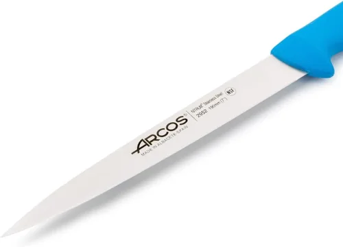 Miniatura 3 de Arcos Cuchillo de filete de acero inoxidable nitrum de 7 pulgadas. Mango ergonómico de polipropileno y hoja de 7.480 in. Cuchillo afilado para Azul