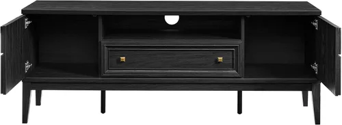Miniatura 8 de Modway Samos - Soporte retro para TV de 59 pulgadas con patrón geométrico en negro, mueble consola de TV vintage con almacenamiento y organización