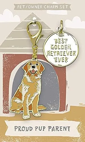 Miniatura 2 de Juego de dijes - Best Golden Retriever Ever, Metal, esmalte, papel