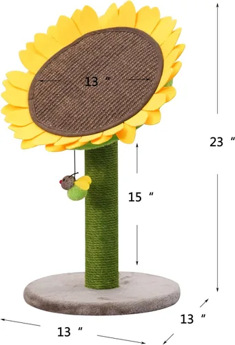 Miniatura 4 de Catry - Rascador reemplazable de 23" 2-en-1 para gatos con almohadilla de rascado convertible en forma de girasol o percha, montaje rápido