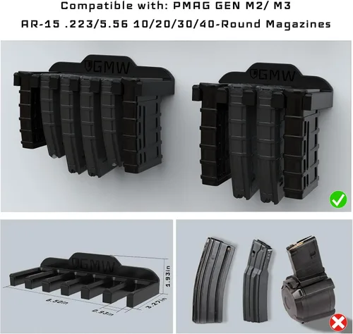 Miniatura 5 de GMW PMAG - Soporte para cargador magnético AR, soporte de pared AR para montaje en pared, seguro para armas, almacenamiento AR Mag y accesorios