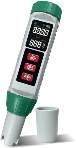 Medidor de pH y probador de sal de piscina, medidor digital 5 en 1 de salinidad pH EC temperatura TDS para calidad del agua, probador de agua