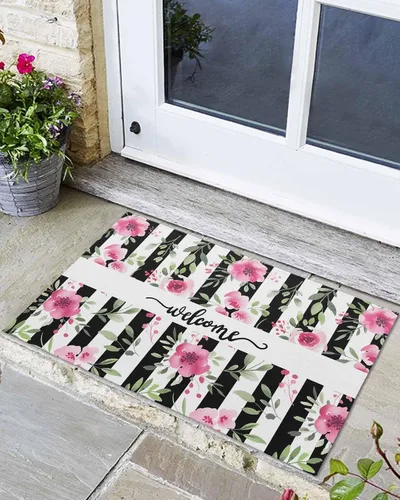 Miniatura 8 de Tapete para puerta delantera, antideslizante, absorbente, para puerta de entrada, para interiores y exteriores, tapete pequeño de Feliz Navidad