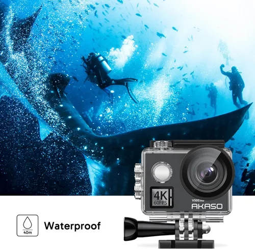 Miniatura 4 de AKASO V50 Elite 4K60fps Cámara de acción con kit de accesorios de tarjeta de memoria MicroSDXC U3 de 128GB, control de voz, EIS, cámara impermeable