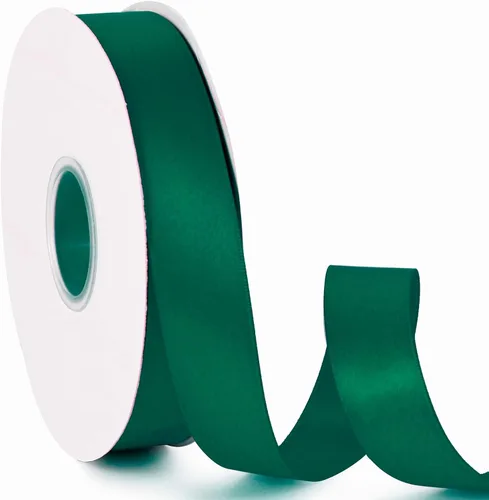 Miniatura 32 de Cinta de satén de color liso verde manzana de 1-1/2 pulgadas x 50 yardas, cinta de tela de poliéster de alta densidad de doble cara para envolver