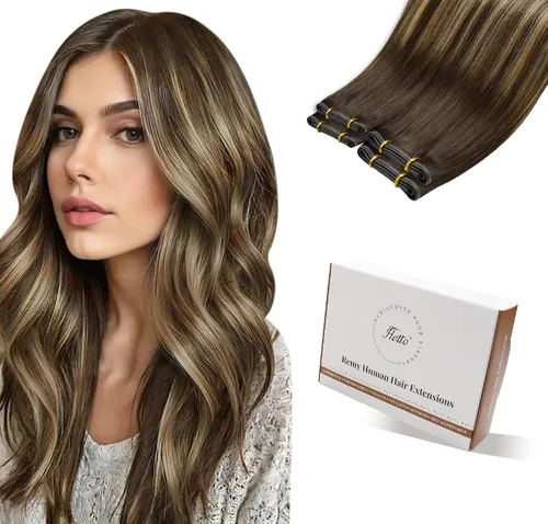 Miniatura 11 de Hetto - Extensiones de cabello humano de trama color rubio platino, 12 pulgadas, 2.47 onzas, #60 Coser en trama, volumen natural diario, suave
