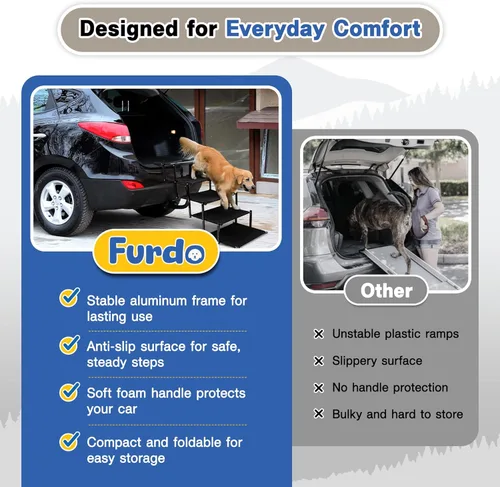 Miniatura 7 de Escaleras para perros grandes, para perros medianos, rampa plegable para auto y SUV, escalones para cama, escalones extra anchos antideslizantes