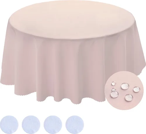 Miniatura 24 de BYDOLL Mantel redondo de 48 pulgadas para la parte superior de un máximo de 38 pulgadas de diámetro, color beige, lavable, al aire libre, resistente