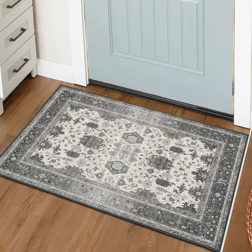 Miniatura 3 de Alfombra bohemia de 1 pies 4 x 2 pies, antideslizante, para interiores, alfombra pequeña lavable para entrada, alfombra bohemia de pelo bajo