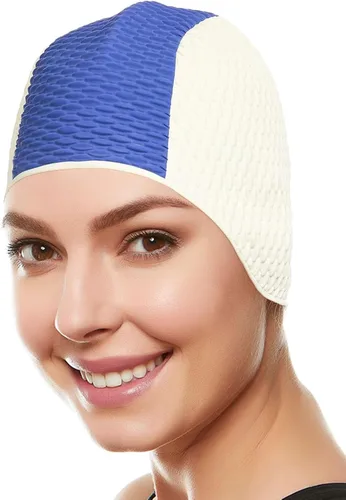 Miniatura 14 de BeeMo Gorro de Natación de Látex para Mujeres - Gorro de Natación de Goma - Suave Cómodo Elástico Elegante Diseño de Corte Bajo Protege el Cabello