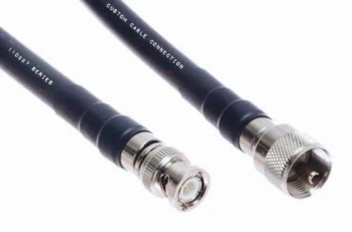 Custom Cable Connection Cable de antena coaxial de baja pérdida de 1 pie UHF PL259 macho a BNC macho LMR400 veces microondas 50 ohmios coaxial para
