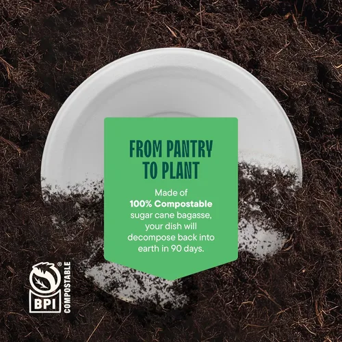 Miniatura 6 de Cuencos de papel desechables 100% compostables [paquete de 125] – {Sin PFAS} – {Certificado BPI} – [12 oz] Pesados, ecológicos, biodegradables