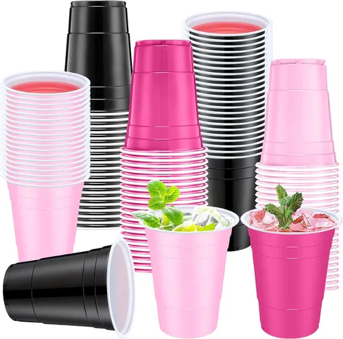 Miniatura 22 de Jingmore 90 vasos de plástico desechables para fiestas de neón, vasos de plástico desechables de 16 onzas, fiestas, matrimonios, despedidas