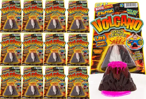 2Chill Pequeño juguete de volcán eruptivo (paquete de 12) Kit de ciencia de volcán para niños, juguete educativo STEM, juego de experimentos