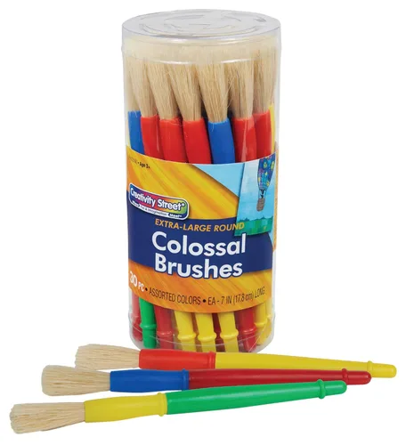 Miniatura 3 de Creativity Street Chubby 76182 - Juego de pinceles de pintura con mango de plástico de fácil agarre, 1/2 x 7 pulgadas, varios colores, juego de 30