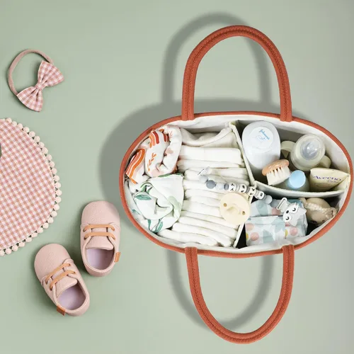 Miniatura 6 de XUANGUO Organizador Grande de Pañales para Bebé con Cuerda para Niña o Niño, Cesta de Almacenamiento para Guardería, Porta pañales Portátil, Bolsa