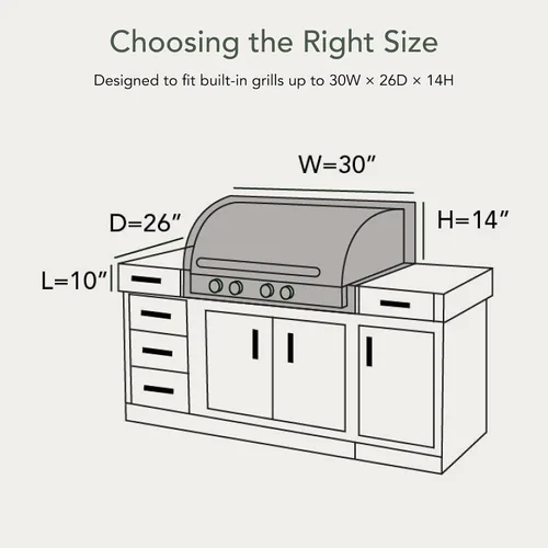 Miniatura 2 de Covermates Cubierta de parrilla incorporada, material ligero, resistente a la intemperie, dobladillo elástico, parrilla y calefacción, 30 pulgadas