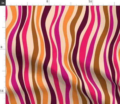 Miniatura 3 de Spoonflower Tela – Rayas psicodélicas retro vintage olas Groovy 70s tonos cálidos impresos en tela de algodón de la firma de pétalos por The Yard