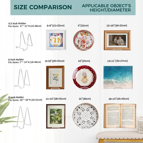 Miniatura 8 de DIDUDIDU Soportes de platos para exhibición, soportes pequeños de caballete de hierro de 4.5 pulgadas para platos decorativos, marcos de fotos