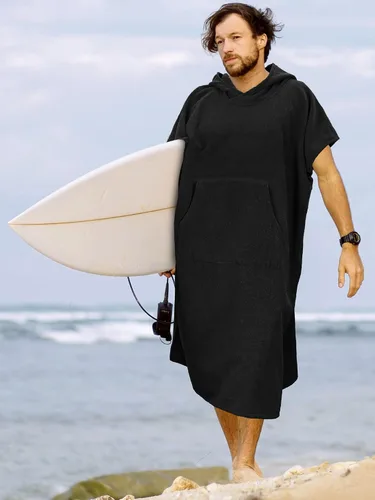 Miniatura 6 de SUN CUBE Poncho de surf cambiador con capucha Toalla de microfibra absorbente de secado rápido con bolsillo para surfear, hombres y mujeres