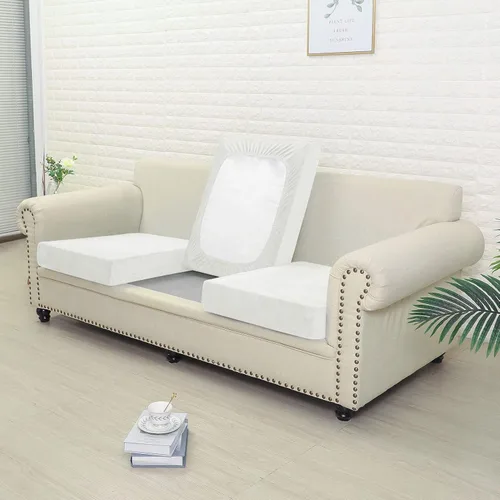 Miniatura 4 de Funda de terciopelo para sofá separada, fundas de sofá para sofá de 2 cojines, súper elásticas, resistentes al desgaste, protector de muebles Beige