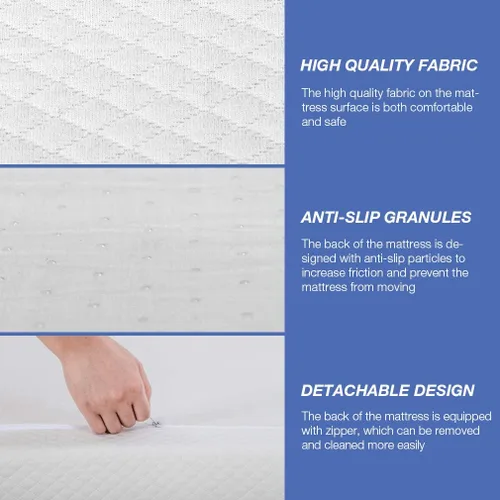Miniatura 3 de BestMassage Colchón de espuma viscoelástica de gel de 8 pulgadas para un sueño fresco y alivio de presión, colchones de firmeza media
