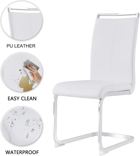 Miniatura 5 de Ebullient Juego de mesa de comedor de cristal de 63 pulgadas para 6 mesas de comedor modernas con parte superior de vidrio templado con 6 sillas