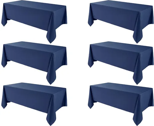 Miniatura 37 de Manteles rectangulares de 60 x 120 pulgadas, paquete de 2 manteles negros para 6 pies, lavables, decorativos, de lino y poliéster, para mesa