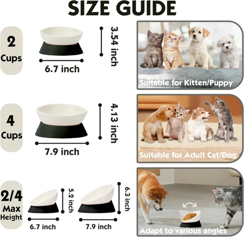 Miniatura 3 de Cuenco de comida de bulldog francés, cuenco inclinado para agua y comida de pug, cuenco para gatos, comedero para perros pequeños, cachorros y gatos
