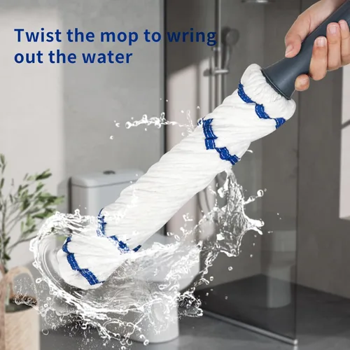 Miniatura 4 de Silkyhose Escoba Auto-Escurrimiento Giratoria de Algodón con Mango Largo para Seco y Húmedo con Rotación para Limpieza de Pisos de Cocina, Baño
