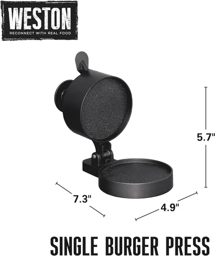 Miniatura 8 de Prensa para hamburguesas Weston, única y antiadherente, Sencillo con eyector de torta, Gris