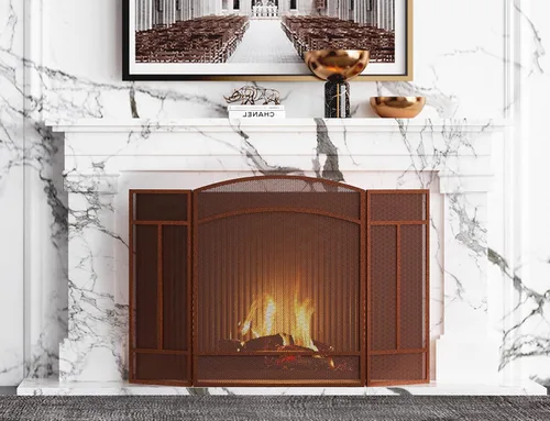 Miniatura 6 de Fire Beauty Pantalla para chimenea de 3 paneles de hierro forjado de 48 pulgadas de largo x 29 pulgadas de alto, cubierta de protección contra