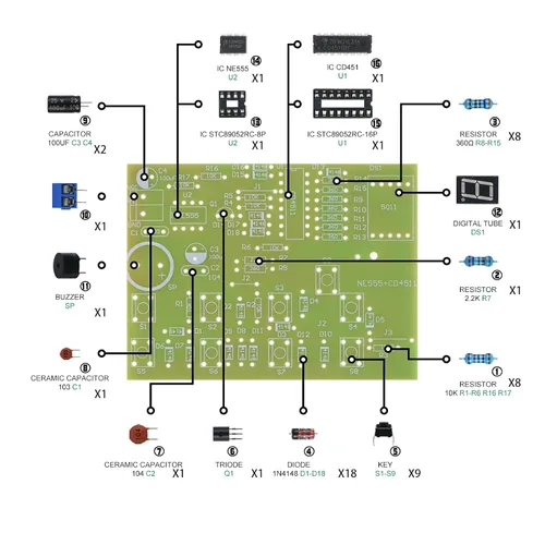 Miniatura 3 de Kit de práctica de soldadura 5in1 DIY Kit de órgano electrónico (8QD1302)