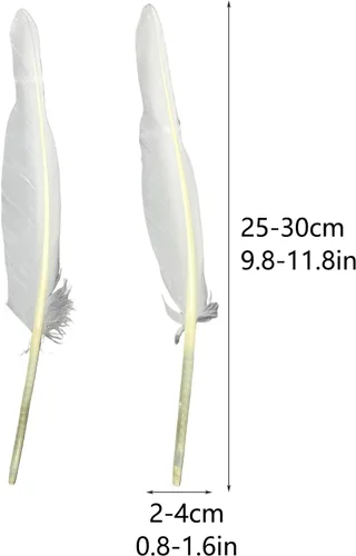 Miniatura 2 de LWINGFLYER 25 plumas de ganso de 10 a 12 pulgadas de largo para bolígrafos, manualidades, festivales, Halloween, sombreros, decoraciones de Natural