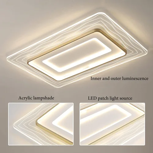 Miniatura 6 de Lámpara de techo empotrada moderna de 72 W LED regulable lámpara de techo rectangular con control remoto cerca de la lámpara de techo