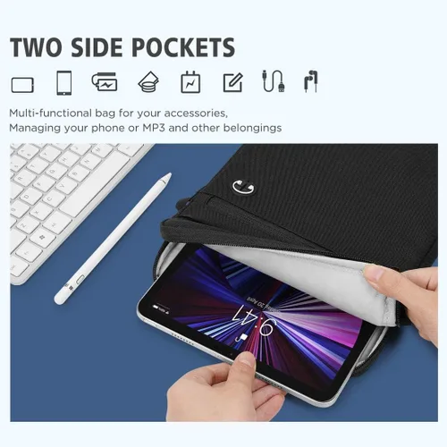 Miniatura 5 de KIZUNA Funda para tablet de 10 pulgadas, resistente al agua para iPad Pro/Surface Go 3/10.5" Galaxy Tab A, color negro