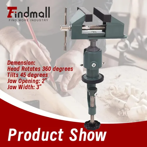 Miniatura 3 de findmall Prensa de Mesa Universal de 3" de Aluminio Giratoria de Banco, Rotación de 360 Grados, Apta para Sostener Piezas Pequeñas en Joyería, Verde