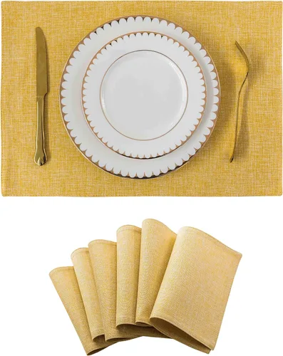 Miniatura 21 de Juego de 6 manteles individuales resistentes al calor para mesa de comedor y cocina de Home Brilliant, manteles individuales para mesa de comedor