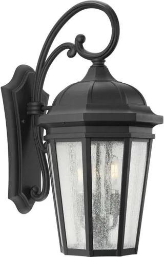 Miniatura 10 de Progress Lighting Verdae Collection - Farol de pared grande tradicional de cristal transparente con 3 luces, para exteriores, bronce antiguo