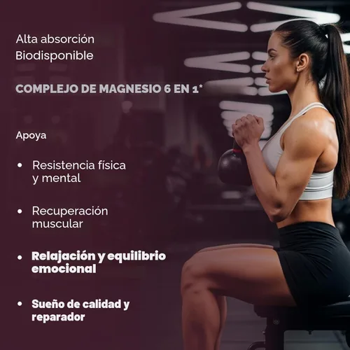 Miniatura 3 de Complejo completo de magnesio de 500 mg para mujeres y hombres 120 cápsulas Suplemento Mag 6 en 1 con zinc Calidad del sueño y salud muscular