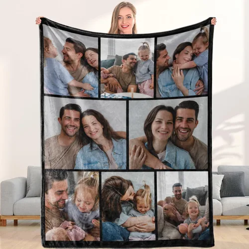 Miniatura 3 de Manta personalizada con collage de fotos, texto, manta con fotos hecha en Estados Unidos, regalos personalizados de cumpleaños, Navidad, parejas, 4