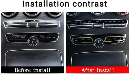 Miniatura 2 de YIWANG Aluminum Alloy Central Control Features Decorative Frame Button Trim 2pcs for Mercedes Benz W205 C-Class 2015 2016 E Class W213 E200l Gold
