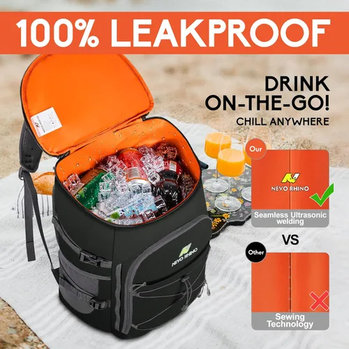 Miniatura 3 de N NEVO RHINO Mochilas Enfriadoras Aisladas a Prueba de Fugas 36/54 Latas, Mochila Enfriadora Aislada Portátil Ligera Impermeable para Hombres y Negro