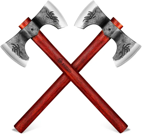 NEDFOSS Thor - Hacha de lanzamiento, paquete de 2 hachas de lanzamiento de 16 pulgadas con acero de alto carbono 1065 y mango de madera de haya,