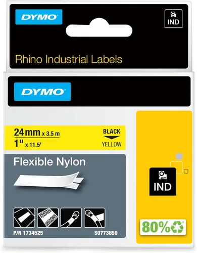 Miniatura 5 de Cinta de nailon térmica adhesiva de 1/2 pulgadas para etiquetadoras DYMO RhinoPRO, Negro y amarillo
