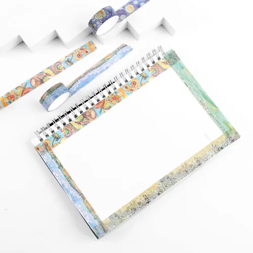 Miniatura 7 de Lychii Juego de Cinta Washi, 12 Rollos de Cinta Adhesiva de Oro con Patrones de Pintura al Óleo de Van Gogh de 5M/16.4Pies de Largo, Cintas art