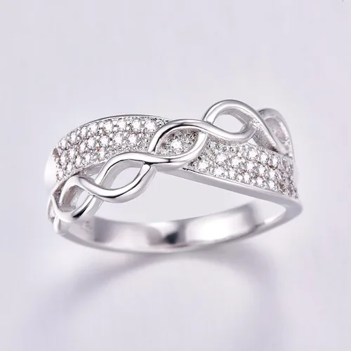 Miniatura 20 de Narica Anillo de 21 piedras chapadas en plata, apilables, corte redondo, zafiro azul, circonita cúbica, relleno de circonita cúbica, halo